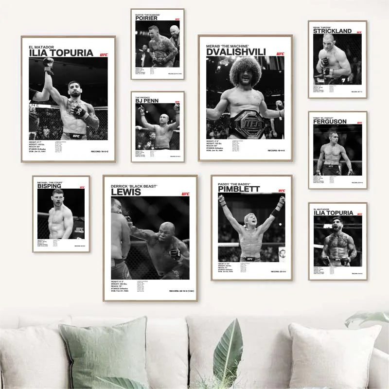 Black and White Boxing Legends ILIA TOPURIA Canvas Poster Boxing Fighting Canvas Print Painting Wall Decor for Gym Home Decor