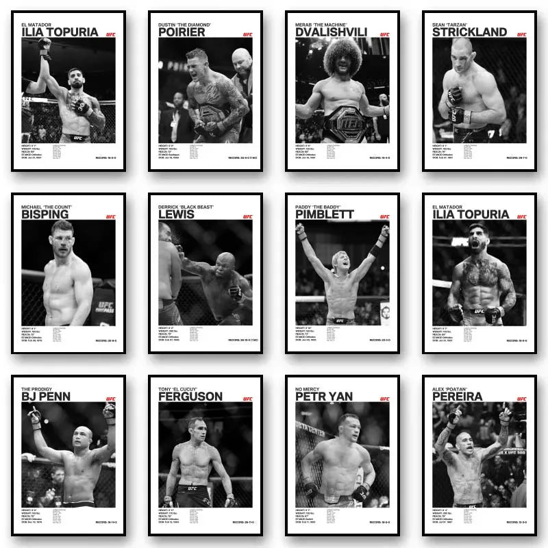 Black and White Boxing Legends ILIA TOPURIA Canvas Poster Boxing Fighting Canvas Print Painting Wall Decor for Gym Home Decor