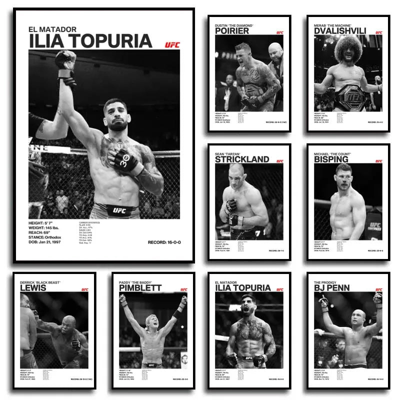 Black and White Boxing Legends ILIA TOPURIA Canvas Poster Boxing Fighting Canvas Print Painting Wall Decor for Gym Home Decor